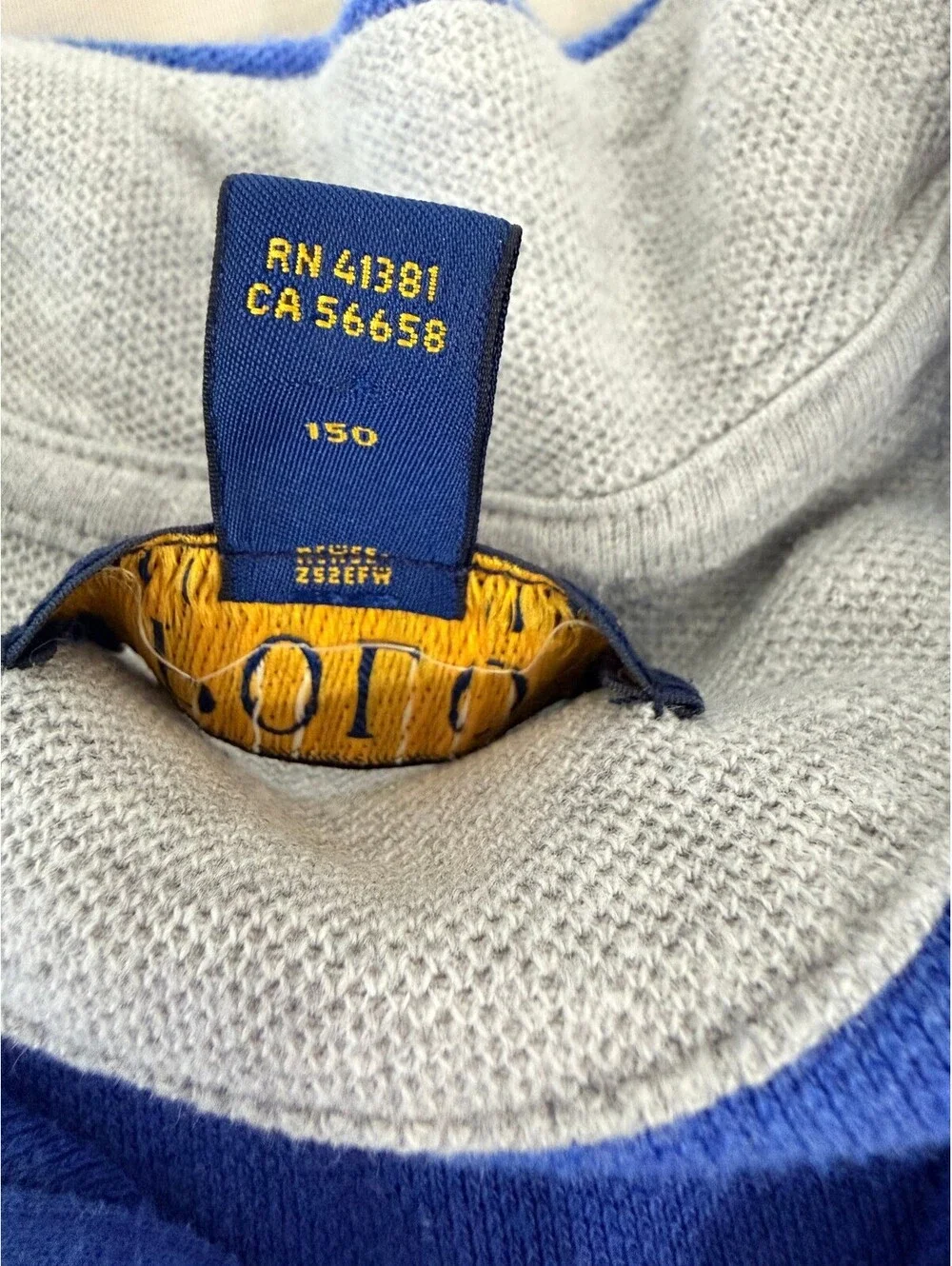 Polo Ralph Lauren Boys M 10-12 Royal Blue Cotton Quarter Zip Pullover